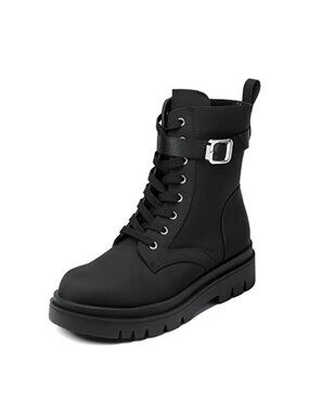 Women's Platform Combat Boots Lace Up Lug Sole Buckle Ankle Booties